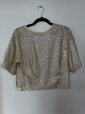 Beulah Metallic Short Sleeve Boxy Top